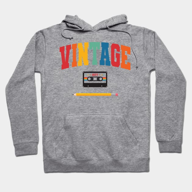 Vintage 1977 Cassette and Pencil Hoodie by Mclickster